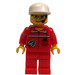 LEGO Spaceport Ground Control Worker with Red Shirt with Shuttle Logo, Red Pants, Glasses, Headset, and White Cap Minifigure