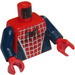 LEGO Spider-Man Torso with Silver Web and Black Spider on Front and Red Spider on Back with Dark Blue arms and Red Hands (973)