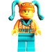 LEGO Stunt Bike Rider, Female met Oranje/Turquoise Outfit minifiguur