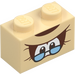 LEGO Tan Brick 1 x 2 with Cranky Kong Eyes with Glasses with Bottom Tube (3004 / 103785)