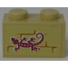 LEGO Tan Brick 1 x 2 with Lizard on Wall Sticker with Bottom Tube (3004)