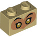 LEGO Beige Backstein 1 x 2 mit Monkie kid Eyes mit Unterrohr (3004 / 73425)