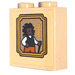 LEGO Tan Brick 1 x 2 x 2 with Picture of Wizard with Black Hair Sticker with Inside Stud Holder (3245)
