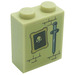 LEGO Tan Brick 1 x 2 x 2 with Sword, Portrait Picture and Bricks Sticker with Inside Stud Holder (3245)