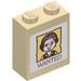 LEGO Tan Brick 1 x 2 x 2 with WANTED Poster Sticker with Inside Stud Holder (3245)