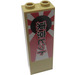 LEGO Tan Brick 1 x 2 x 5 with Black sun with White and Red Rays Japanese Writing Sticker with Stud Holder (2454)