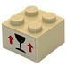 LEGO Tan Brick 2 x 2 with Wineglass and 2 Red Arrows Sticker (3003)