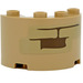 LEGO Tan Cylinder 2 x 4 x 2 Half with Bricks Sticker (24593)