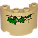 LEGO Tan Cylinder 2 x 4 x 2 Half with Bricks with Ivy Sticker (24593)