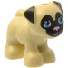 LEGO Beige Hund - Pug med Sort Ører og Muzzle og Bright Lyserød Næse (24564)