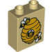 LEGO Beige Duplo Backstein 1 x 2 x 2 mit Beehive und Bees mit Unterrohr (15847 / 19353)