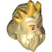 LEGO Tan Head Cover with Long Hair and Beard with Gold Crown (104463)