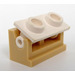 LEGO Tan Hinge Brick 1 x 2 with White Top Plate (3937 / 3938)