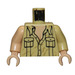 LEGO Zandbruin Indiana Jones met Open Shirt en Open Mond Grijns Torso (973 / 76382)