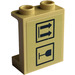 LEGO Tan Panel 1 x 2 x 2 with a Black Glass and Two Up Arrows Sticker with Side Supports, Hollow Studs (6268)