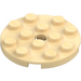 LEGO Tan Plate 4 x 4 Round with Hole and Snapstud (60474)