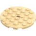 LEGO Tan Plate 6 x 6 Round with Pin Hole (11213)