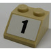 LEGO Zandbruin Helling 2 x 2 (45°) met &#039;1&#039; Sticker (3039)