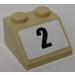 LEGO Zandbruin Helling 2 x 2 (45°) met &#039;2&#039; Sticker (3039)