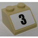 LEGO Tan Slope 2 x 2 (45°) with &#039;3&#039; Sticker (3039)