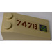 LEGO Tan Slope 2 x 4 (18°) with &#039;7476&#039;, Lime Triangle on Gray Plate Sticker (30363)