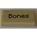 LEGO Tan Tile 1 x 2 with &quot;Bones&quot; Sticker with Groove (3069)