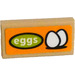 LEGO Zandbruin Tegel 1 x 2 met Groen &#039;eggs&#039; en Twee Eggs Sticker met groef (3069)