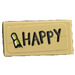 LEGO Tan Tile 1 x 2 with &#039;HAPPY&#039; Sticker with Groove (3069)