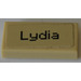 LEGO Beige Fliese 1 x 2 mit &quot;Lydia&quot; Aufkleber mit Nut (3069)