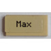 LEGO Tan Tile 1 x 2 with &#039;Max&#039; Pattern Sticker with Groove (3069)