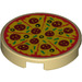 LEGO Zandbruin Tegel 2 x 2 Ronde met Pizza met Studhouder aan de onderzijde (14769 / 29629)