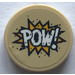 LEGO Tan Tile 2 x 2 Round with &quot;POW!&quot; Sticker with Bottom Stud Holder (14769)