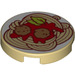LEGO Tan Tile 2 x 2 Round with Spaghetti and Meatballs with Bottom Stud Holder (14769 / 65015)