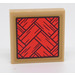 LEGO Tan Tile 2 x 2 with Coral and Black Design Sticker with Groove (3068)