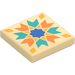 LEGO Tan Tile 2 x 2 with Floral Tile Pattern with Groove (3068 / 110909)