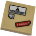 LEGO Tan Tile 2 x 2 with &#039;Hammer&#039; &#039;Fragile&#039; Sticker with Groove (3068)