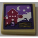 LEGO Tan Tile 2 x 2 with House, Moon and Stars Sticker with Groove (3068)