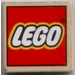 LEGO Zandbruin Tegel 2 x 2 met LEGO logo Sticker met groef (3068)