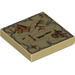 LEGO Tan Tile 2 x 2 with Map with Groove (94321 / 95461)