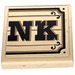 LEGO Tan Tile 2 x 2 with &quot;NK&quot; on Wood Effect Sticker with Groove (3068)