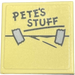 LEGO Beige Fliese 2 x 2 mit &#039;PETE&#039;S STUFF&#039; und Tape Aufkleber mit Nut (3068)