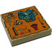 LEGO Tan Tile 2 x 2 with River Map and Hieroglyphs with Groove (3068)