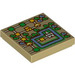 LEGO Tan Tile 2 x 2 with Super Mario Map with Castle with Groove (3068 / 103770)