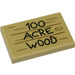 LEGO Tan Tile 2 x 3 with &#039;100 ACRE WOOD&#039; Sticker (26603)