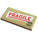 LEGO Zandbruin Tegel 2 x 4 met Rood &#039;FRAGILE&#039; Sticker (87079)