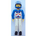 LEGO Technic Figure with White Legs, Red and White Torso, Blue Arms, and Blue Helmet Technic Figure