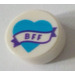 LEGO Tile 1 x 1 Round with BFF on Dark Azure Heart (98138)