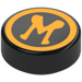 LEGO Tile 1 x 1 Round with 'M’ with Orange Circle (98138)