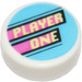 LEGO Fliese 1 x 1 Runden mit &#039;PLAYER Eins&#039; und Dark Pink Streifen (35380)