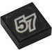 LEGO Tile 1 x 1 with &quot;57&quot; with Silver Outline  Sticker with Groove (3070)